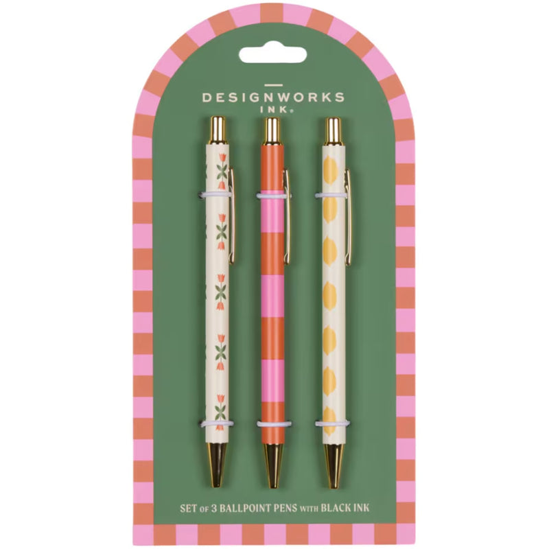 Pen Set - Flower/Stripe/Lemon