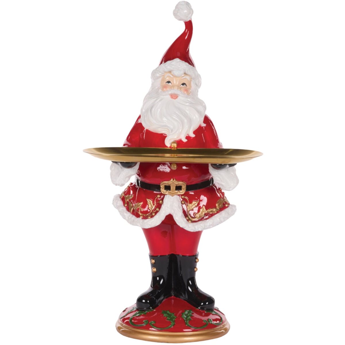 Traditional Holly Leaf Serving Santa