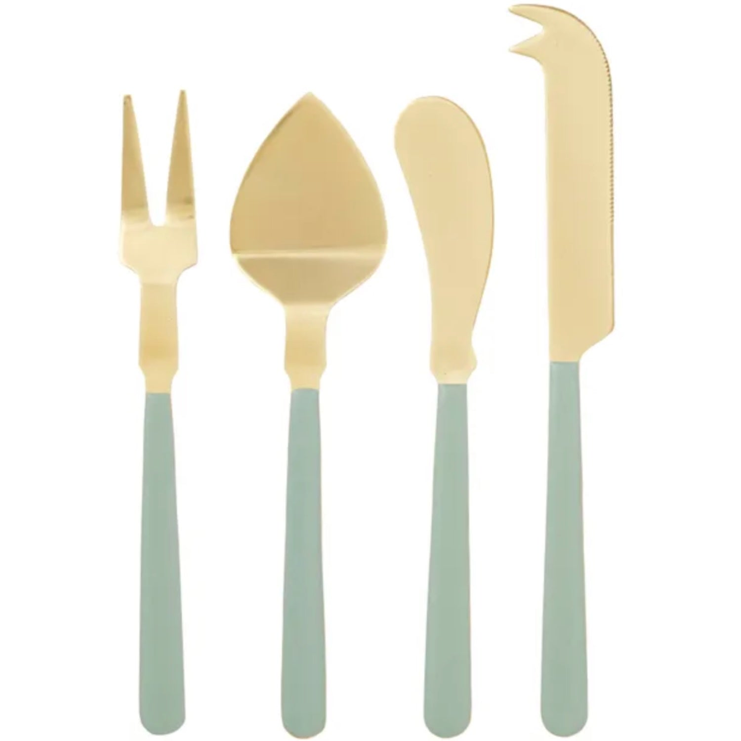 Agen S/4 Cheese Knives - Gold/Mint