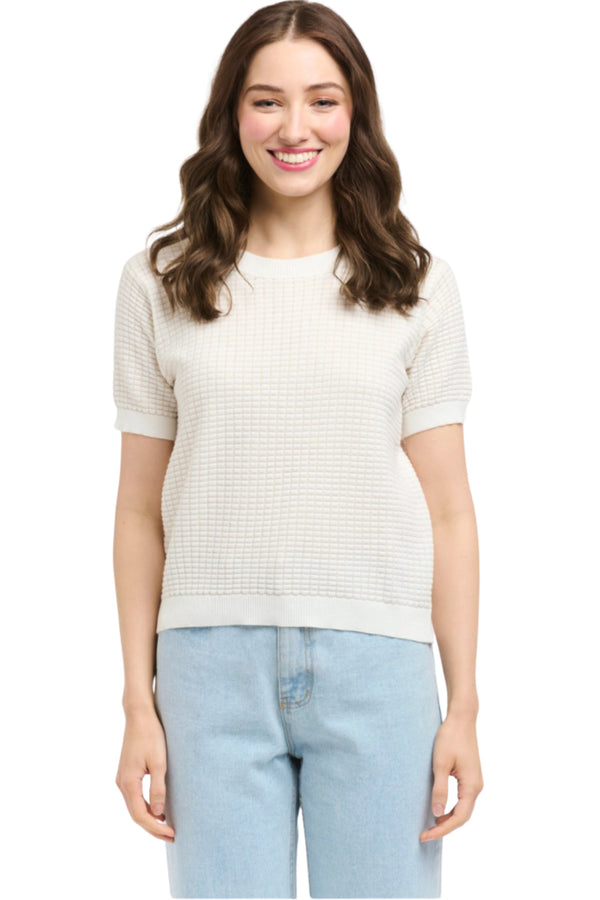 Textured Jumper - Beige/White