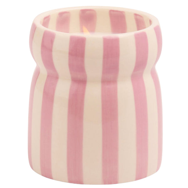Lavender Striped Candle - Grecian Sand