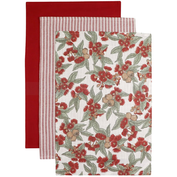 Natalie Red Tea Towel S/3