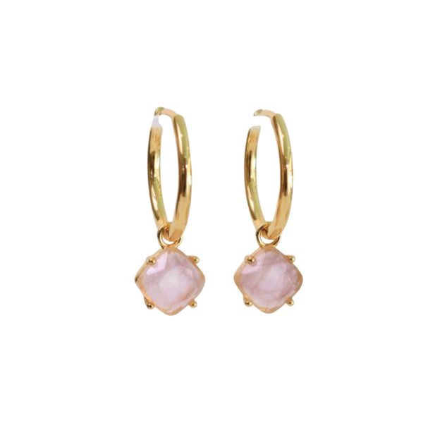 Aura Earrings - Gold/Rose Quartz