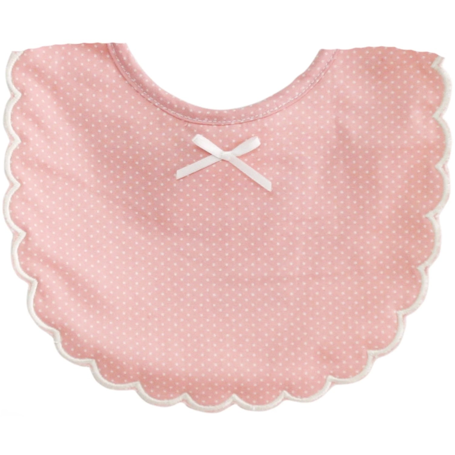Scallop Bib - Pink/Ivory Spot