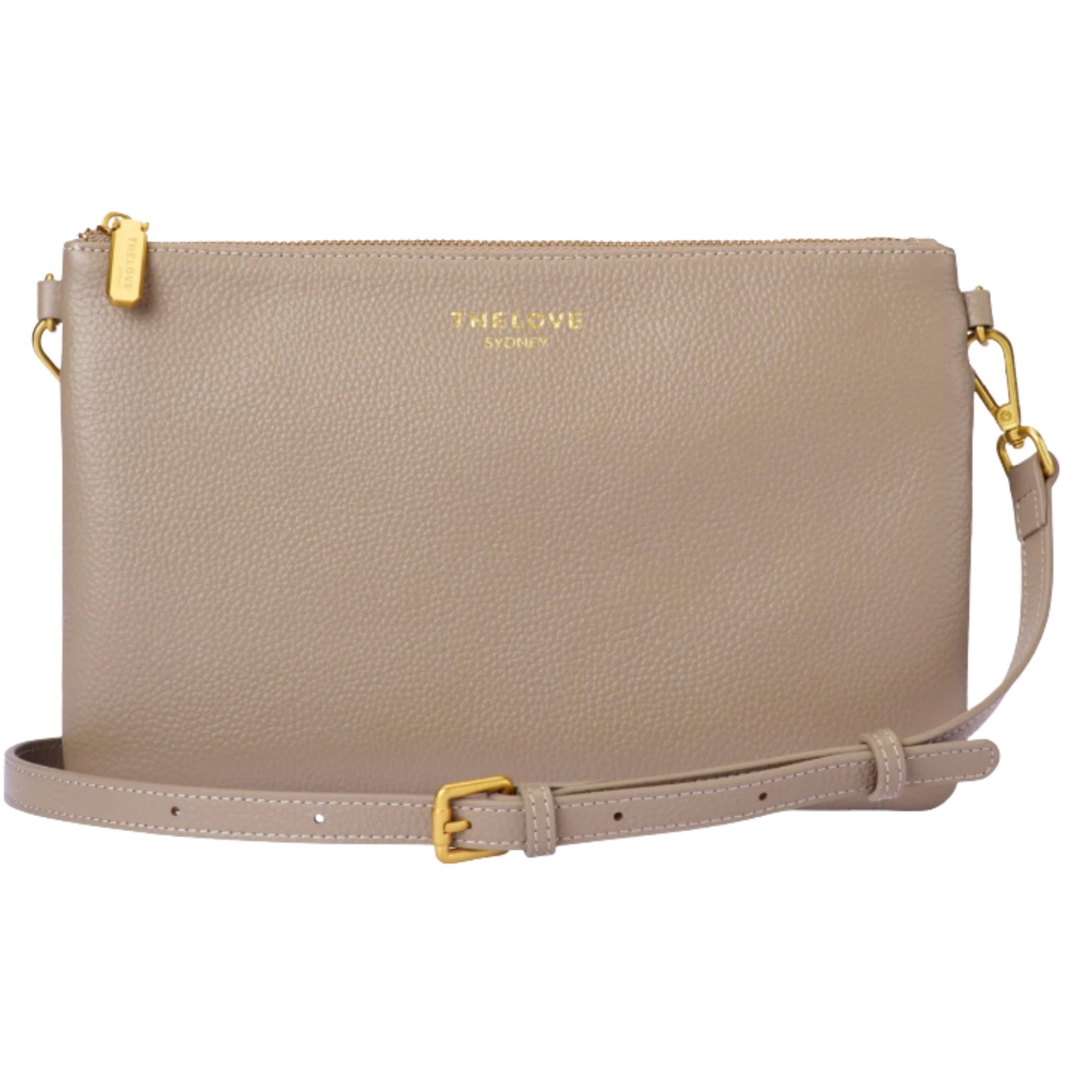 Leather Clutch Bag - Latte