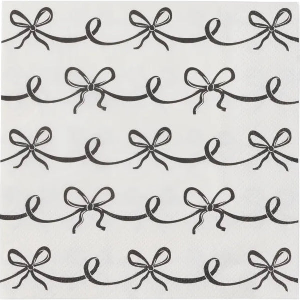 Bow Napkins  33cm - Black/Ivory