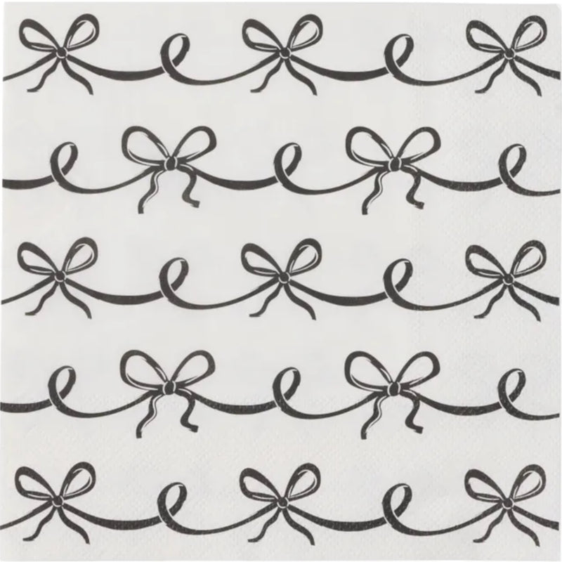 Bow Napkins  33cm - Black/Ivory