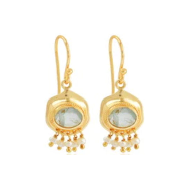 Amara Earring - Aquamarine/Pearl