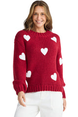 Heart on Sleeve Knit - Cherry/White