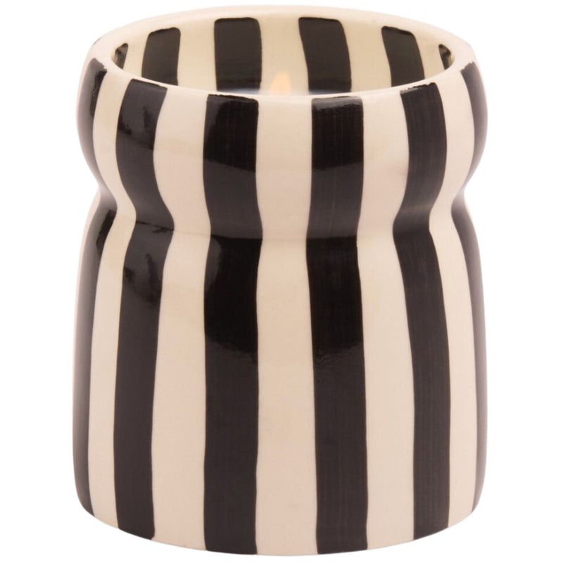 Black Striped Candle - Lava Stone