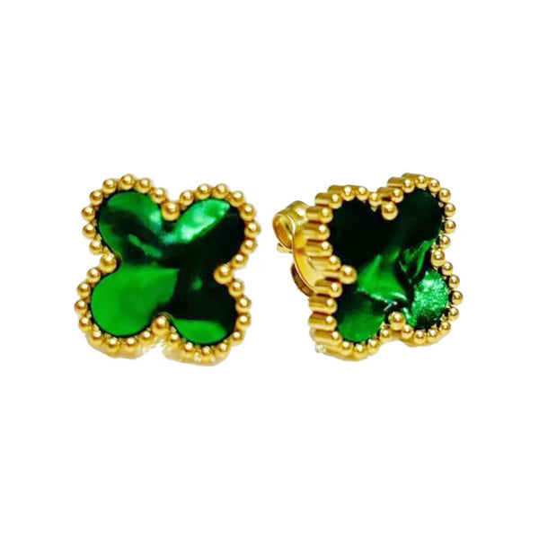 Clover Stud Earrings - Green