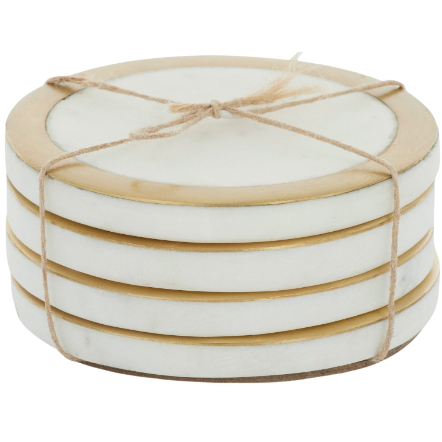 Marble Brass Coasters S/4 - White