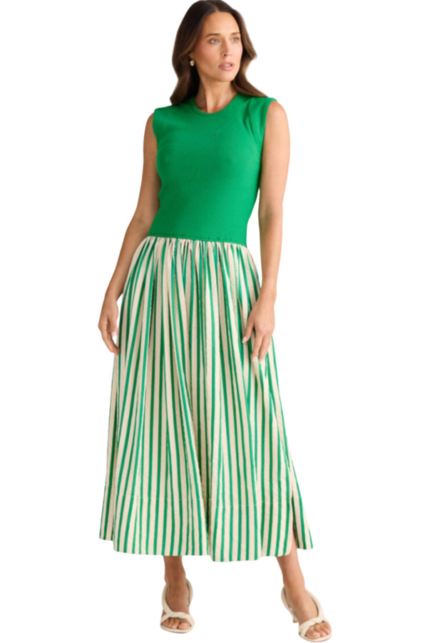 Daphne Dress - Jade Stripe