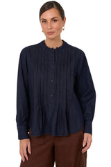 Thea Pleated Top - Denim