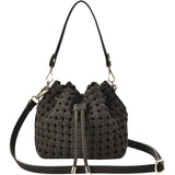 Box Weave Bucket Bag - Khaki