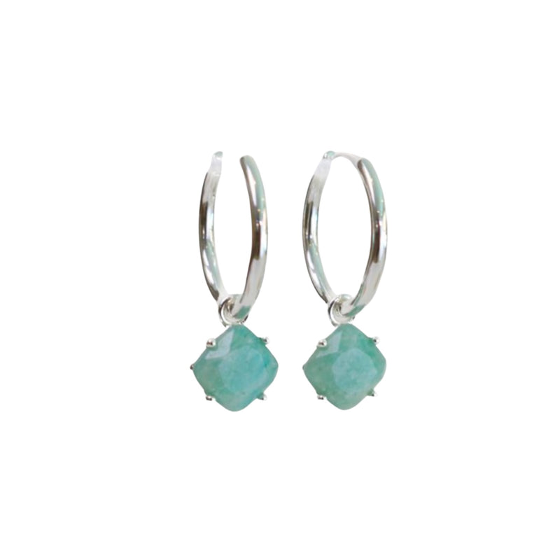 Aura Earrings - Silver/Green Jasper