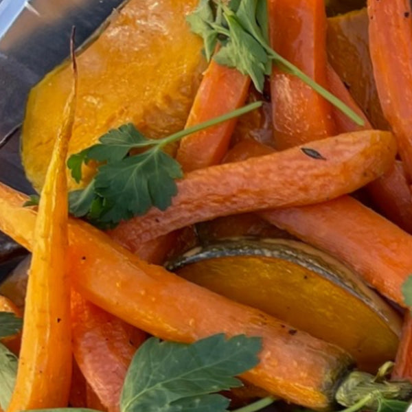 Hasselback Pumpkin & Honey Carrots