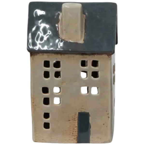 Tea Light House Blue Roof