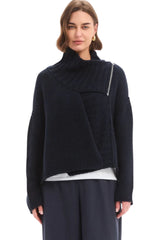 Zip Collar Cardi - Navy