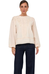 Lou Cut Out Lace Top - Cream