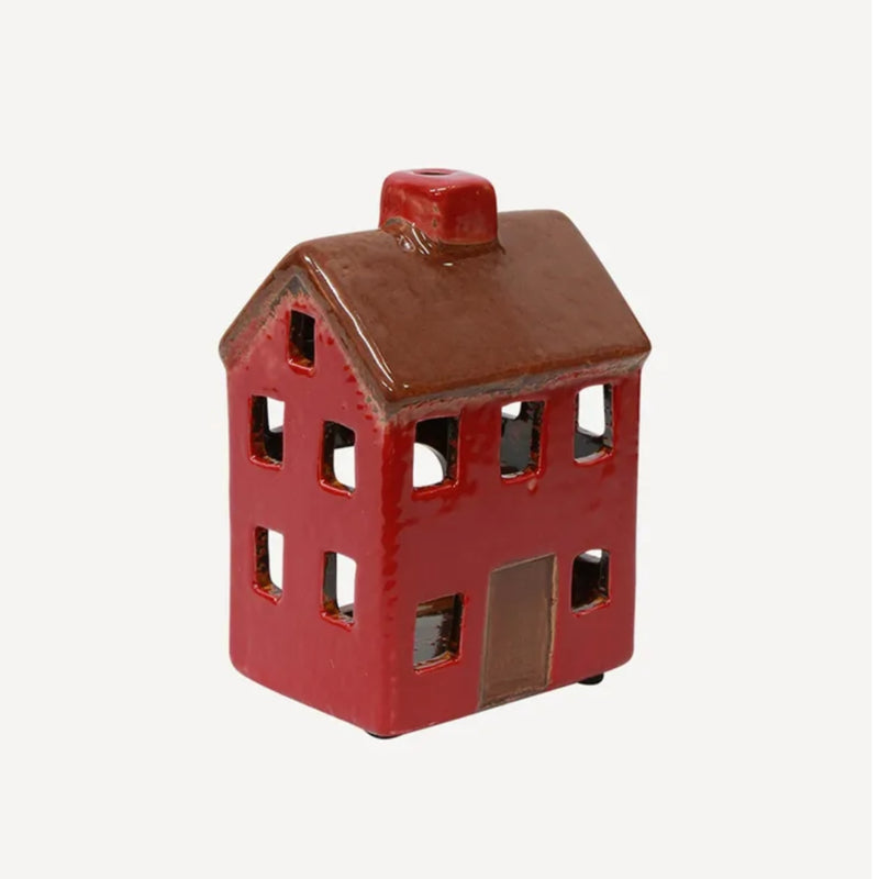 Alsace Petite Tea Light Chalet - Brown Red