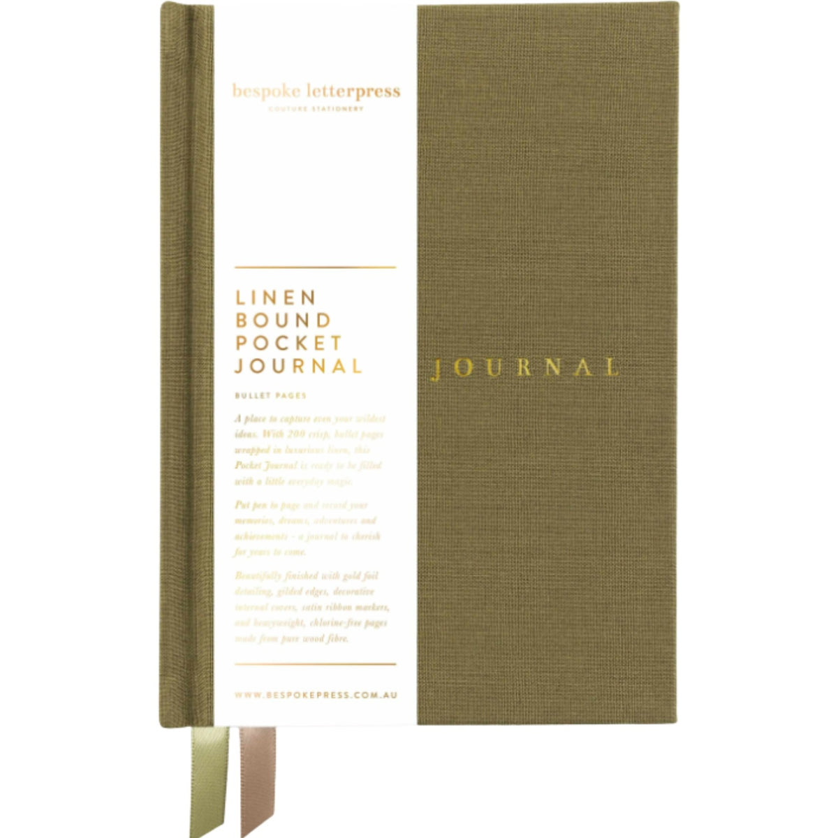 Linen Pocket Journal - Saltmarsh Green