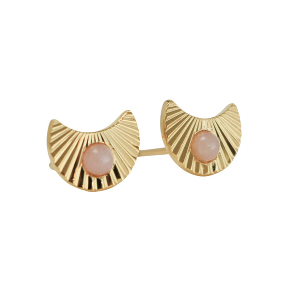 Lunar Earrings - Gold/Rose Quartz