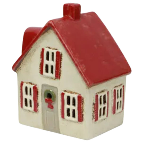 Tea Light Cottage- Cream/Shutters