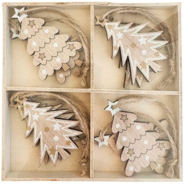 Tree Cutout Gift Box Wht/Nat 6cm