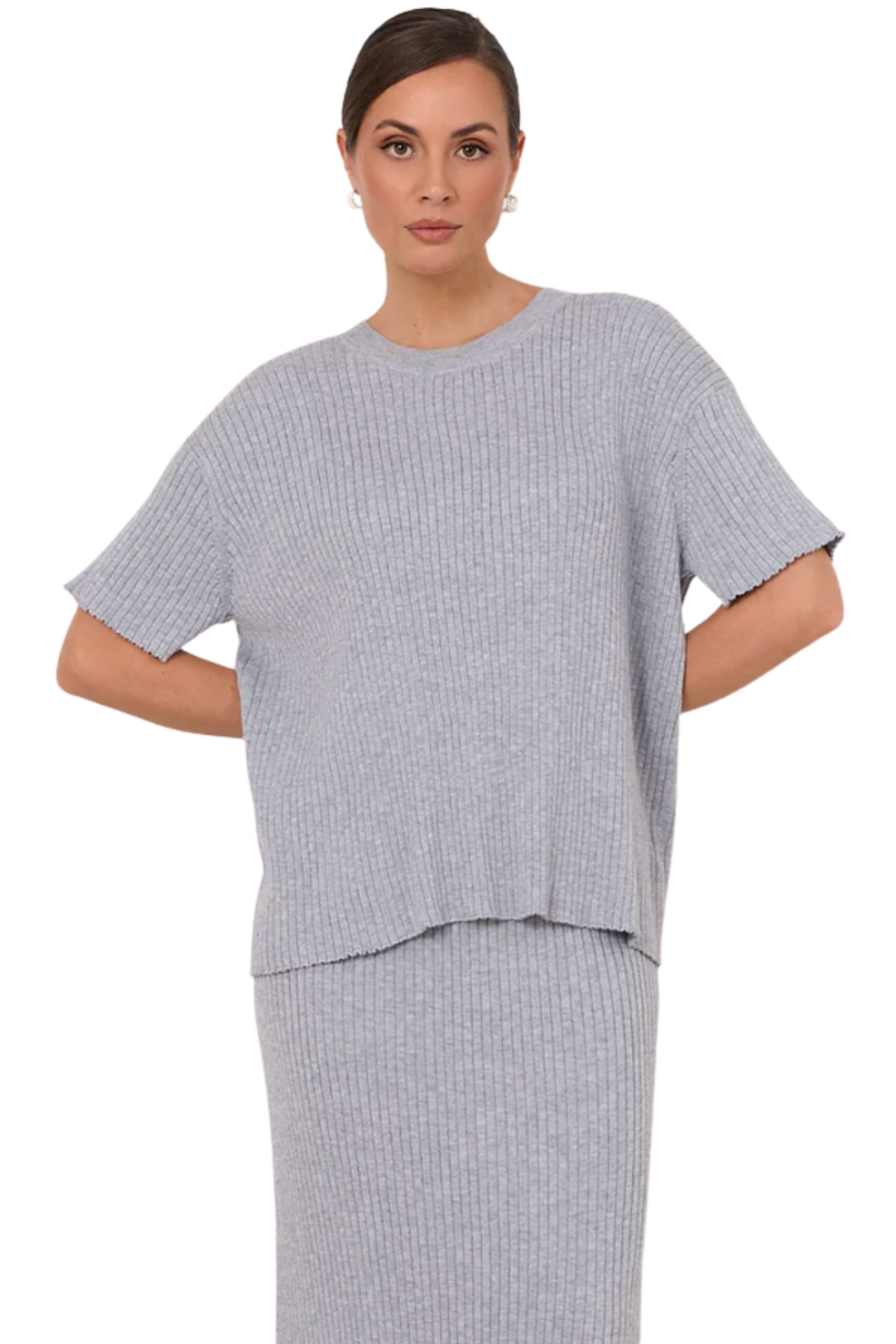 Shani Rib Knit Top - Dove