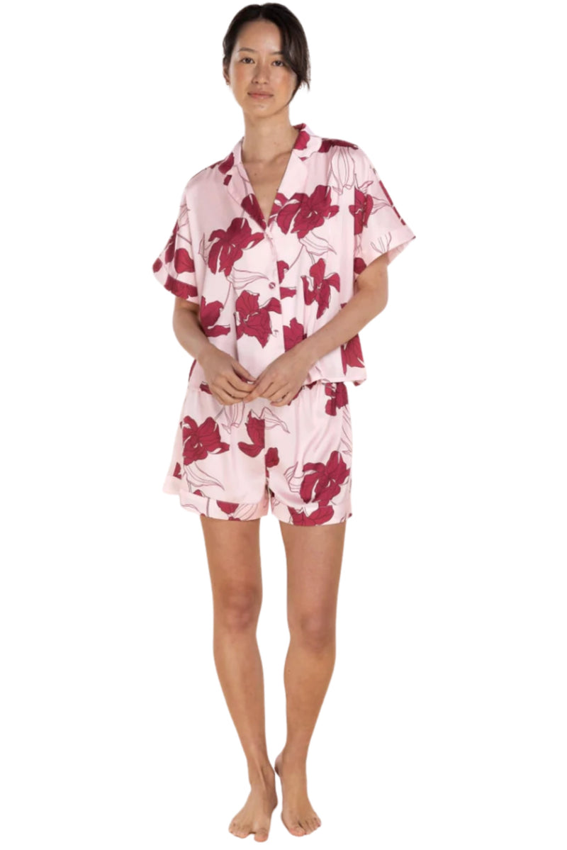 Freya Satin Short Set - Pink