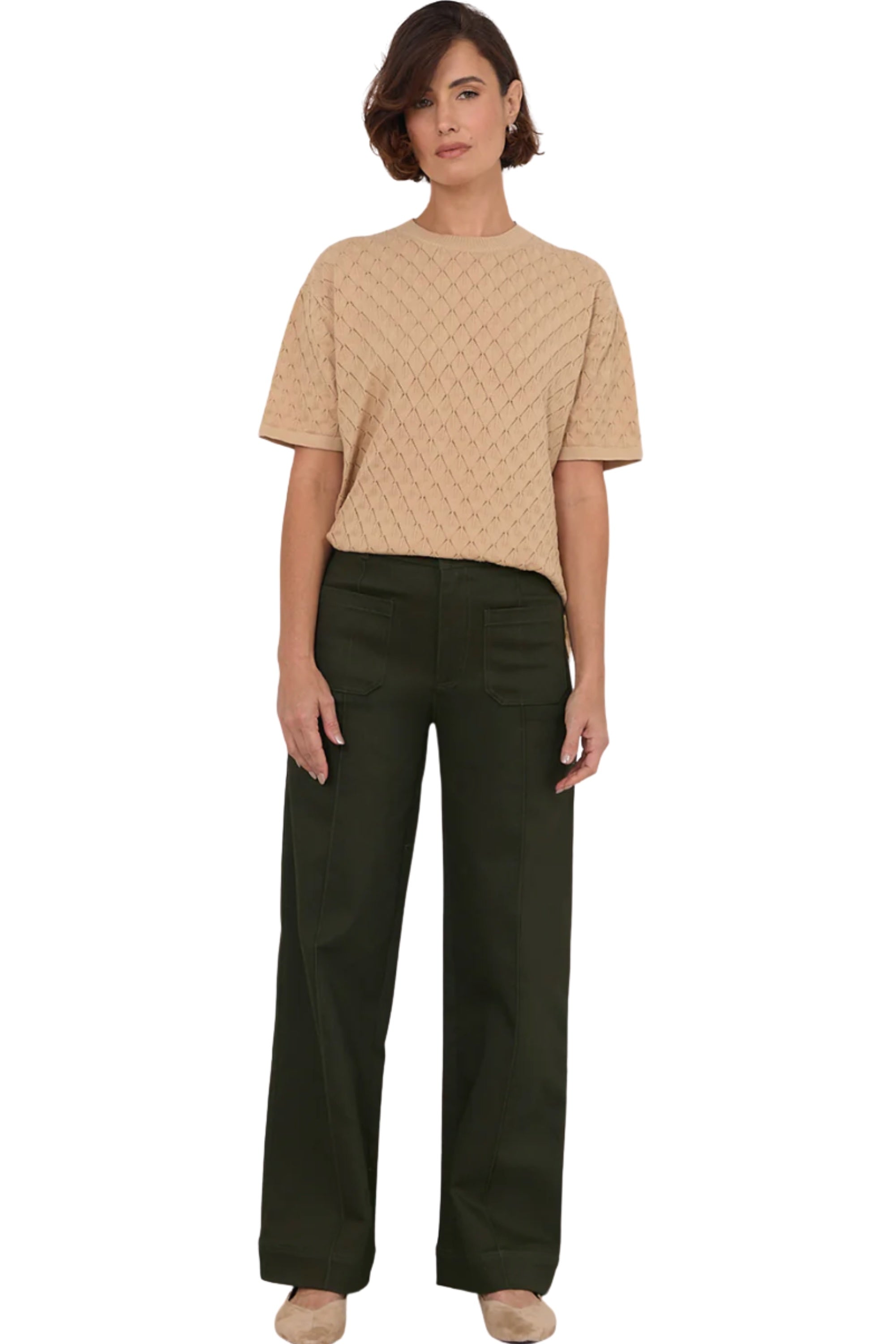 Rosalie Patch Denim Pant - Khaki