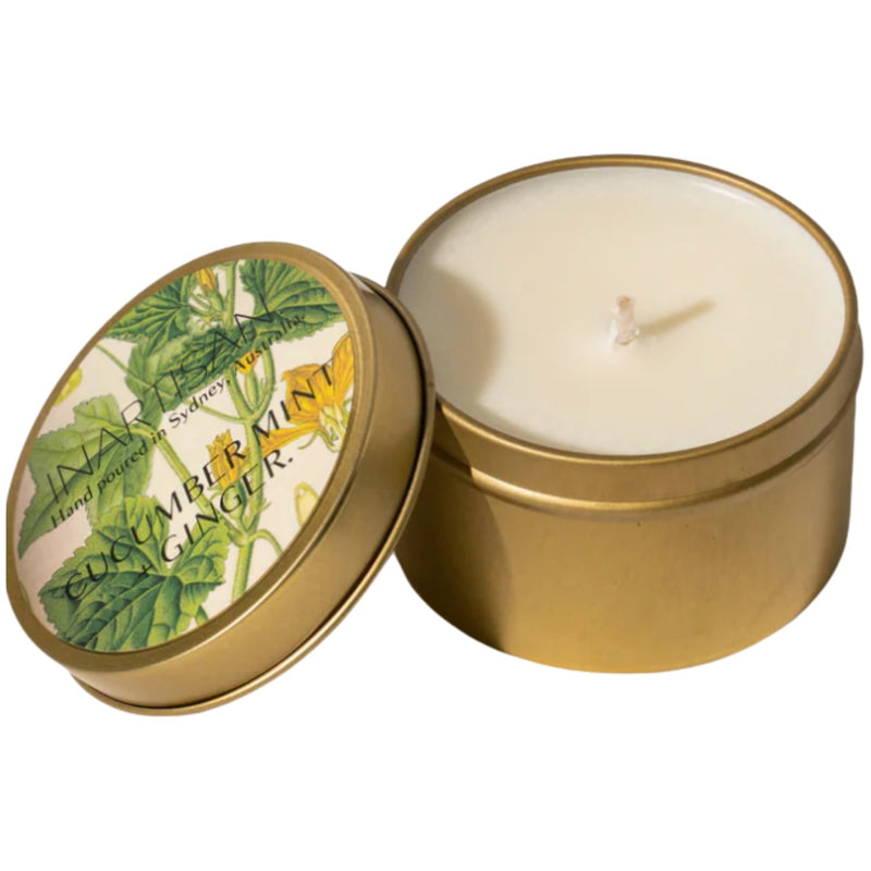 Soy Candle, Brass Tin -  Cucumber Mint & Ginger