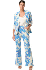 Leandro Lace Trim Pant - Azure Mosaic