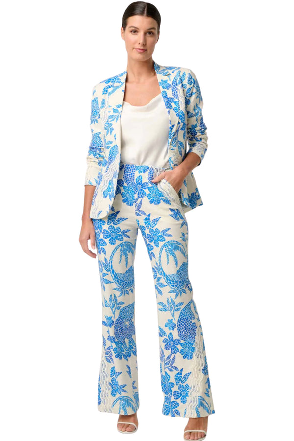 Leandro Lace Trim Pant - Azure Mosaic