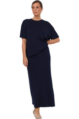 Taylor Rib Knit Midi Skirt - Navy