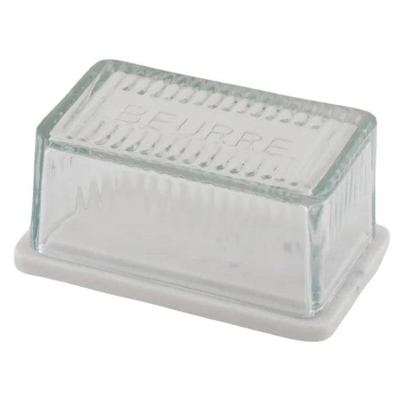 Mira Marble/Glass Butter Dish - White