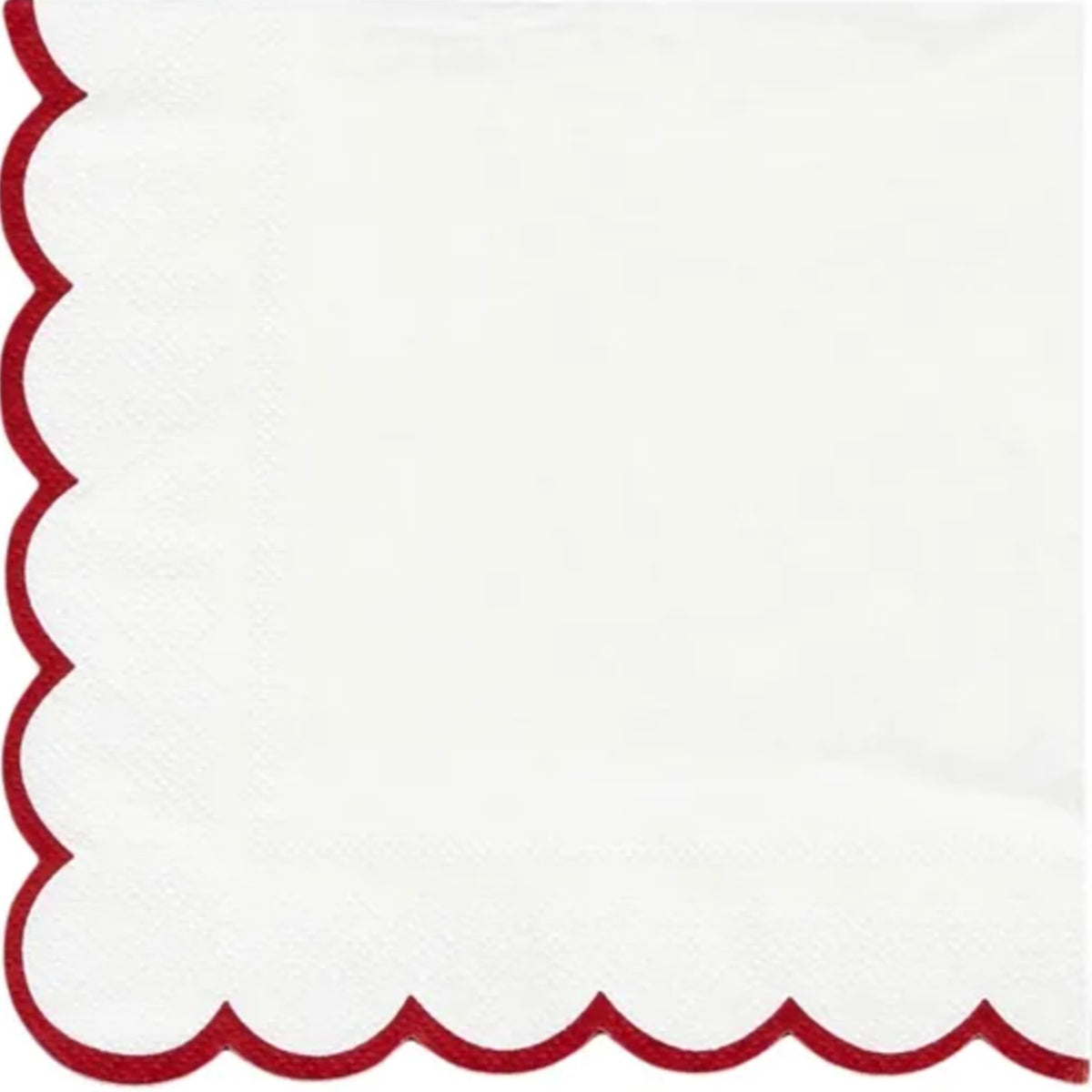 Scalloped 20pk Napkins - Red/White