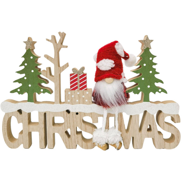 Spotty Tomte Xmas Sign Red 30cm