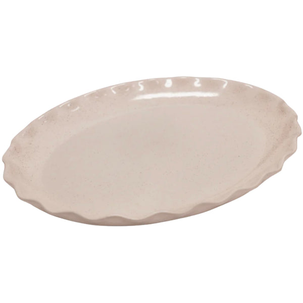 Cleo Wavy Oval Platter - Cream