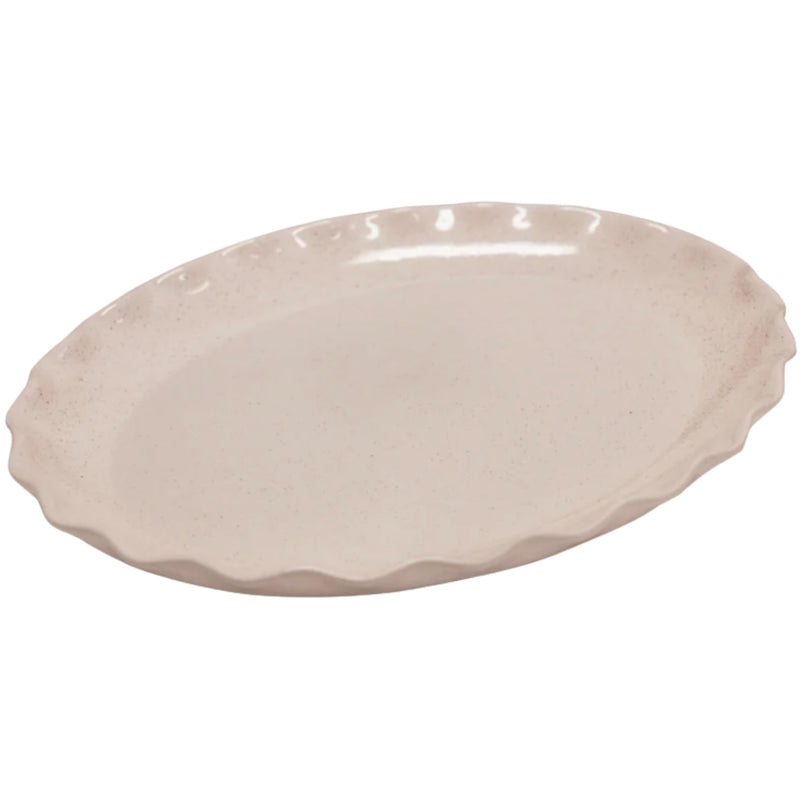 Cleo Wavy Oval Platter - Cream
