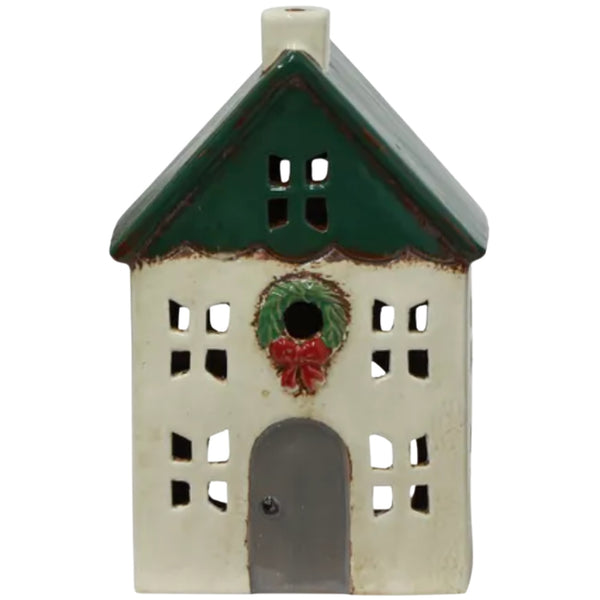 Tea Light House (S) - Green/Wreath
