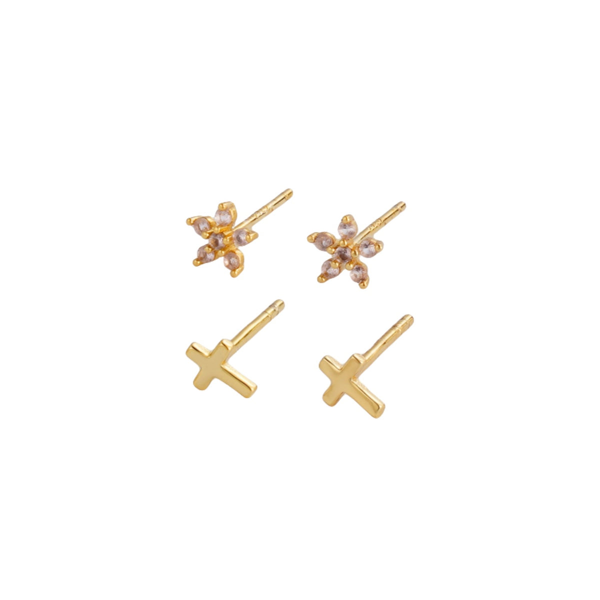 Amelia Cross Stud Set - Gold