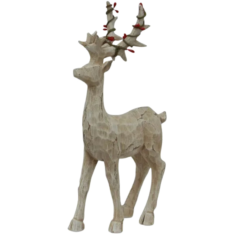 Scandi Deer w/ Red Beads Standing
