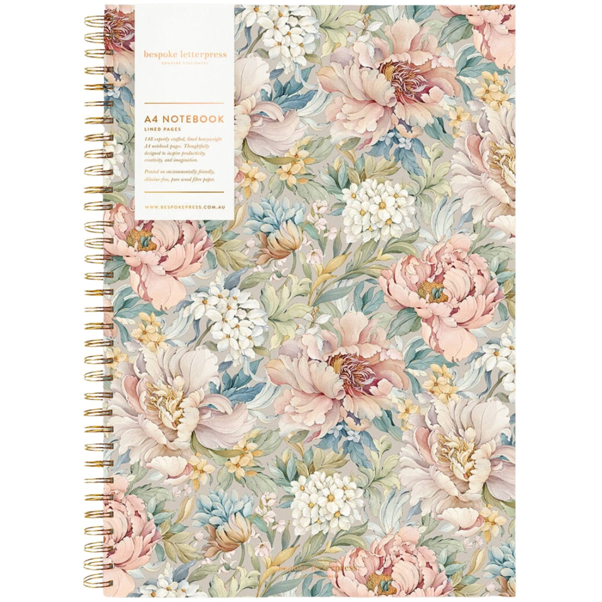 Ringbound A4 Notebook - Regency Blooms