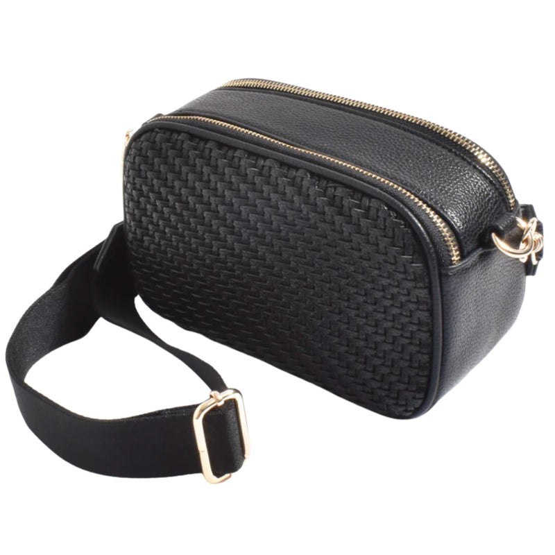 Percy Weave Crossbody Bag - Black