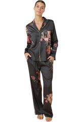 Ruby Floral Satin PJ - Black