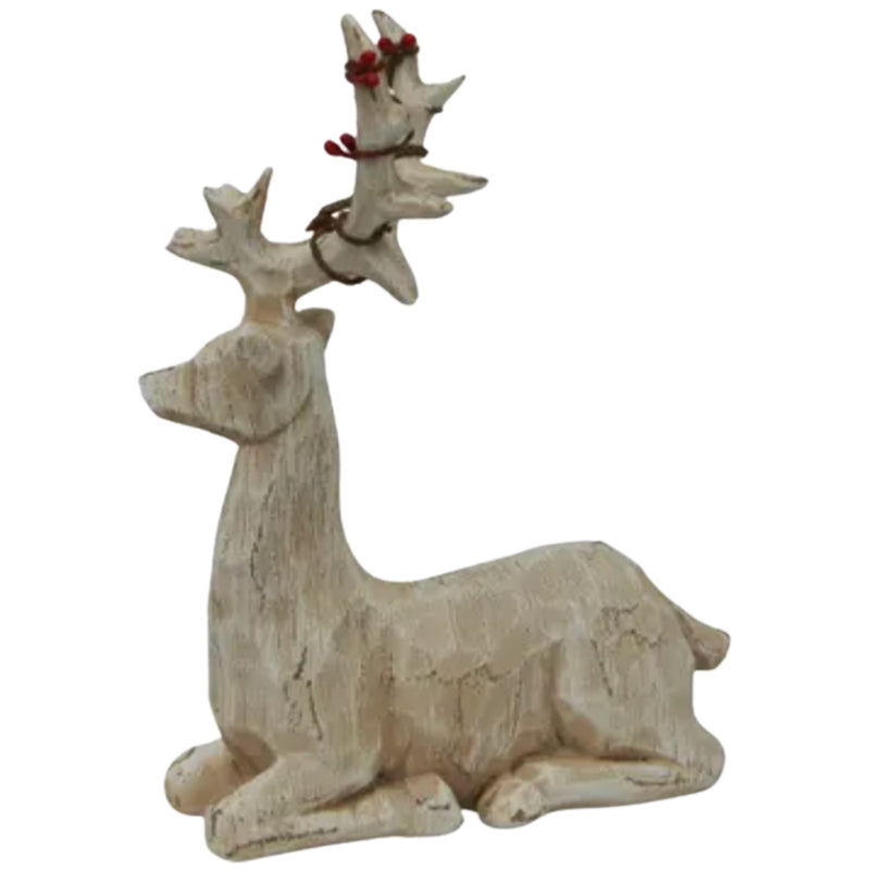 Scandi Deer w/ Red Beads Lying