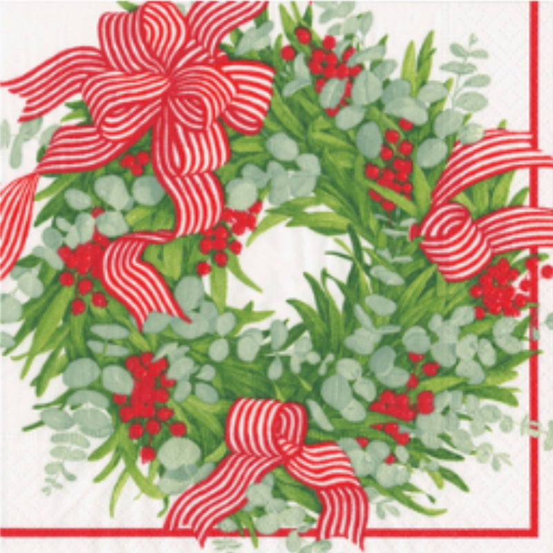 Napkin- Ribbon Stripe Wreath