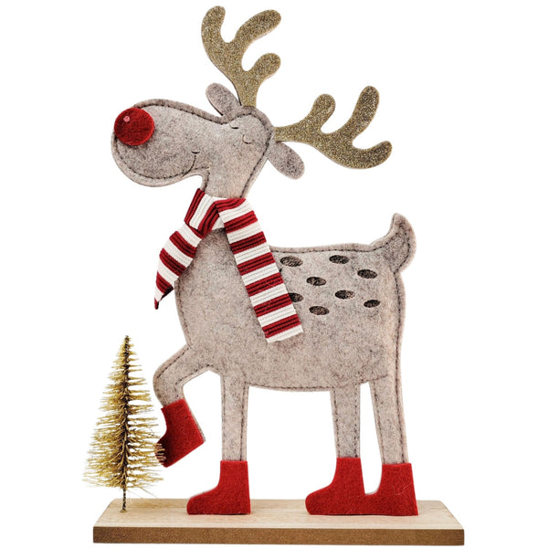 Felt Happy Reindeer Scarf Deco